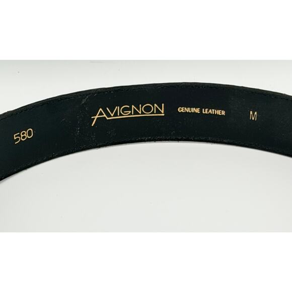 Avignon Genuine Leather Belt Navy Blue with Gold Leopard Buckle France Size M main image 10